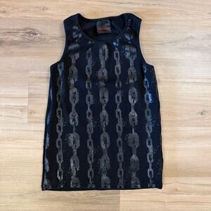 Queen Of Darkness Womens Black Chain Graphic Tank Top Size S Gothic Emo Alt Edgy